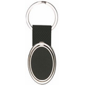 Oval Double Sided Black Metal Key Chain